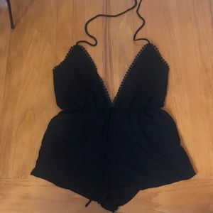 backless black romper